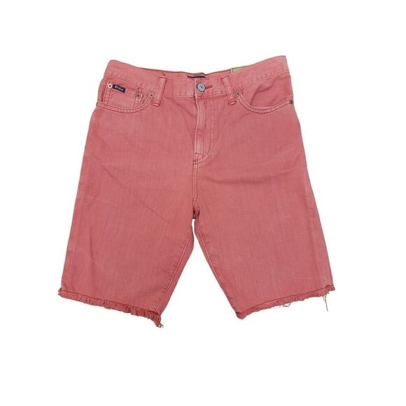 Polo Ralph Lauren Girl Jean Short Summer Finn Red Denim Raw Hem Fringe Size 16 - Picture 1 of 10